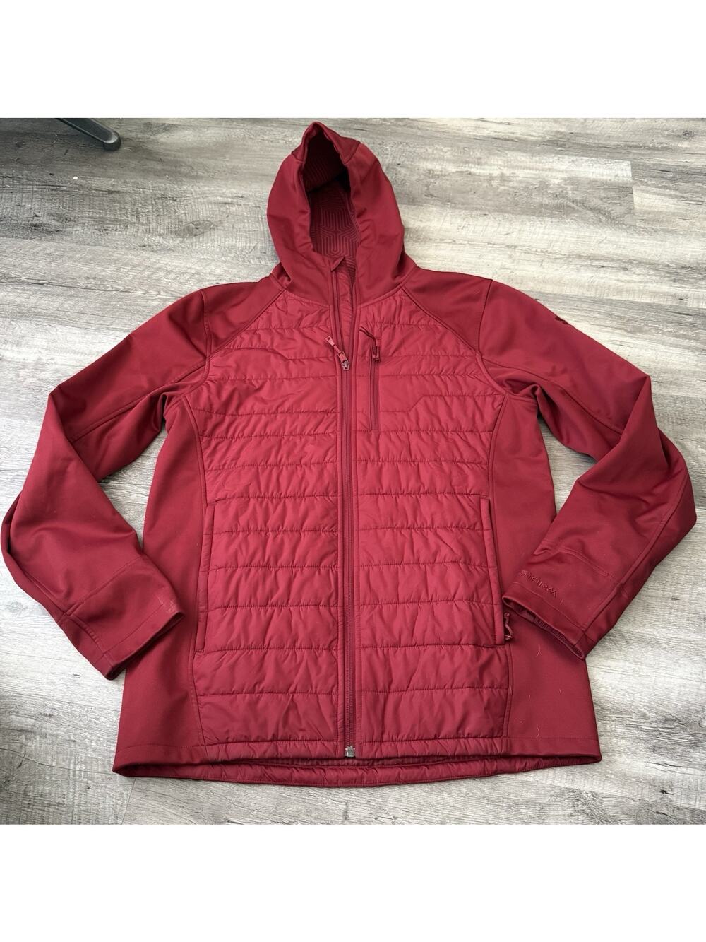Under Armour UA STORM Primaloft Hybrid Jacket Mens M Red Hooded Infrared Quilted